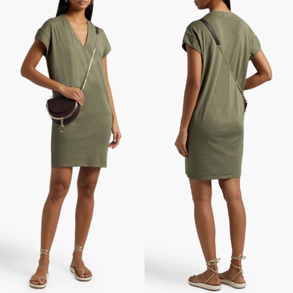Frame Army Green Le V Mini T-Shirt Dress in Size XS